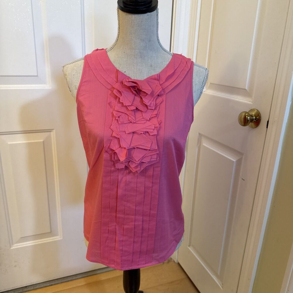 PINK RUFFLES Jcrew Pink Ruffle 100% Cotton Women’s Tank Top Size 4